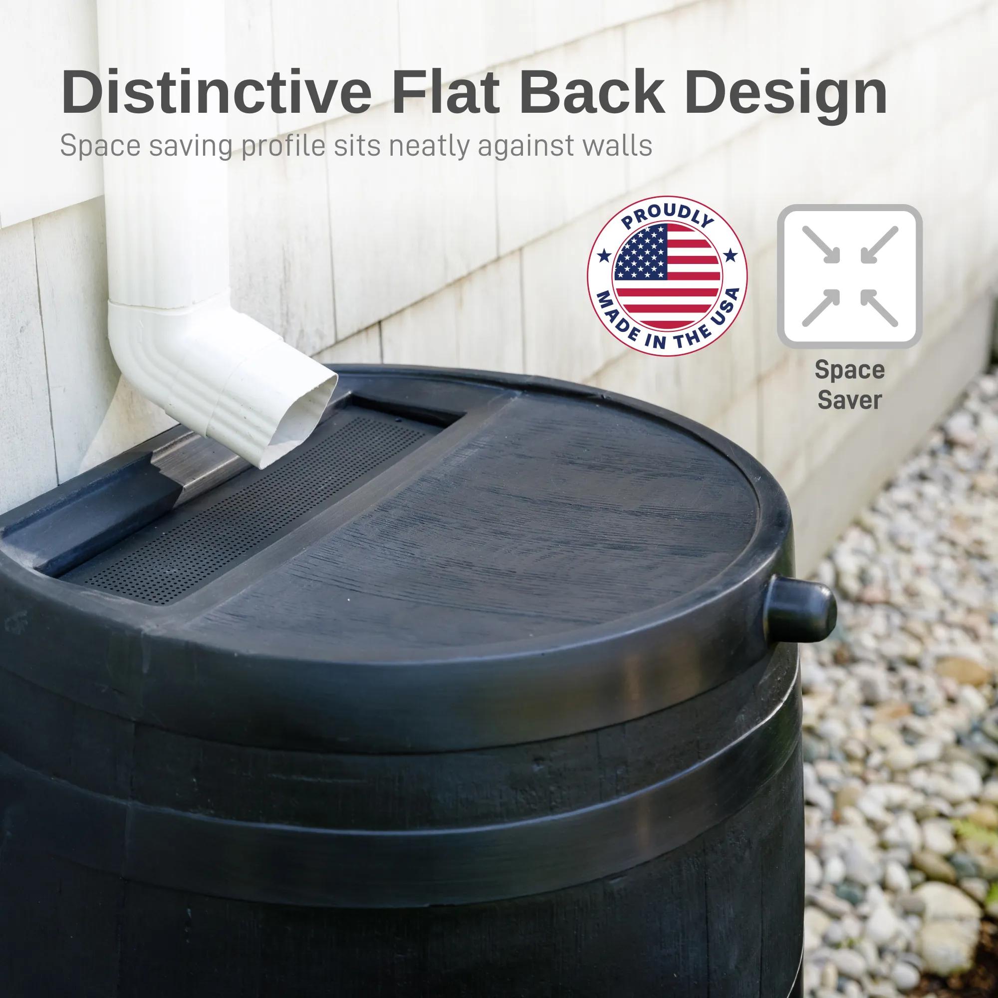 Eco Rain Flat-Back Barrel, 50 Gallon