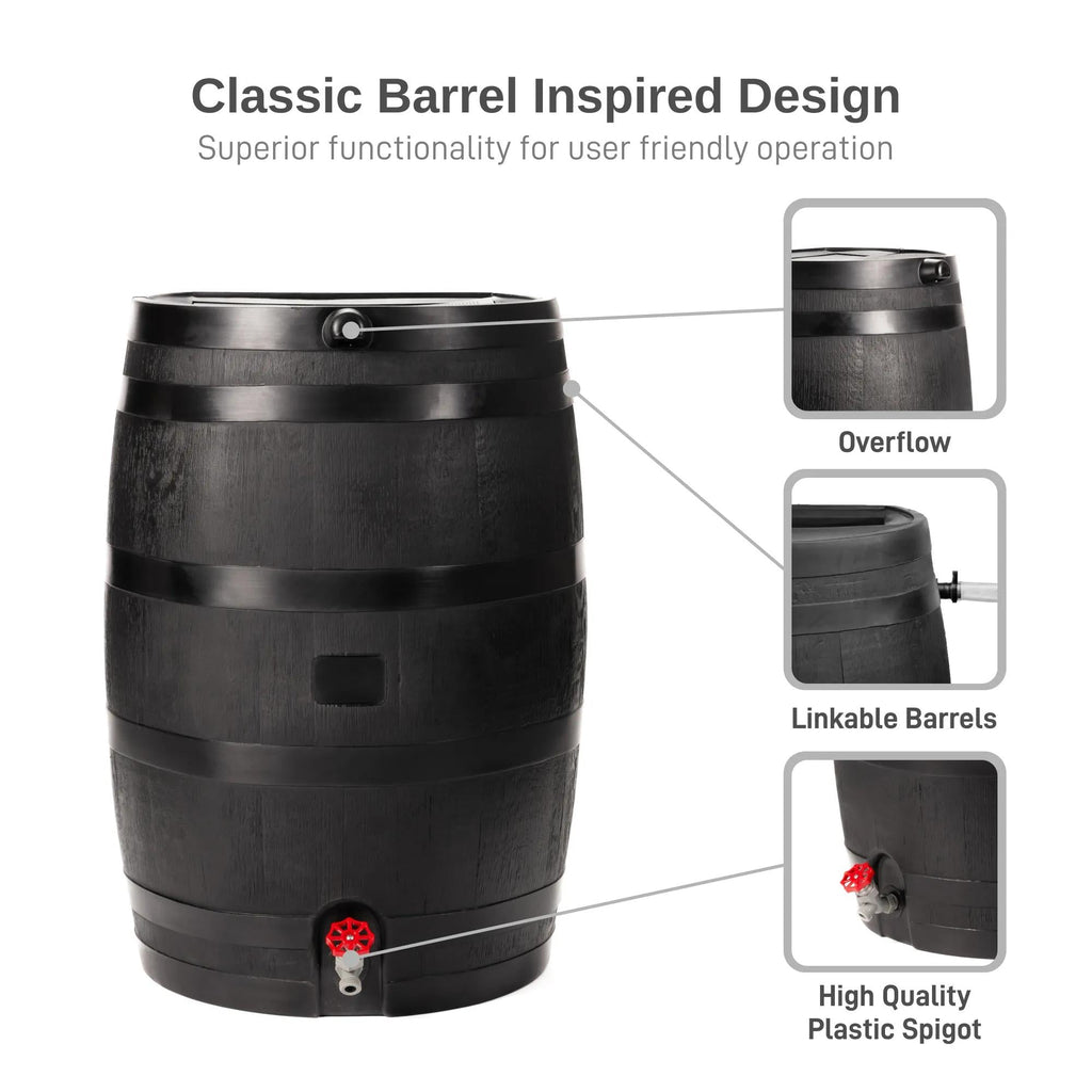 Eco Rain Flat-Back Barrel, 50 Gallon