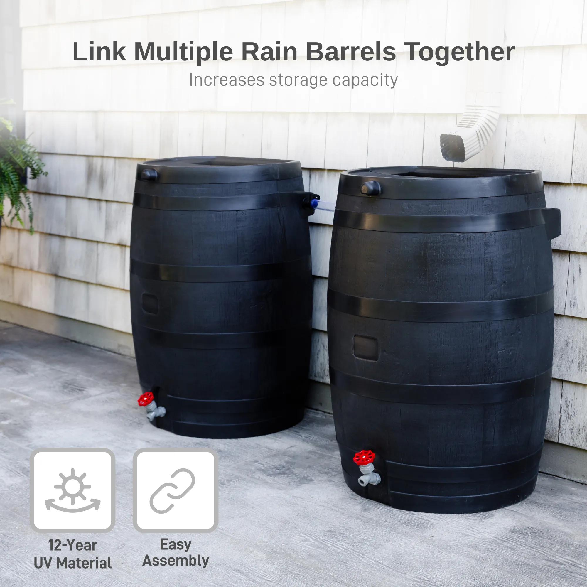 Eco Rain Flat-Back Barrel, 50 Gallon