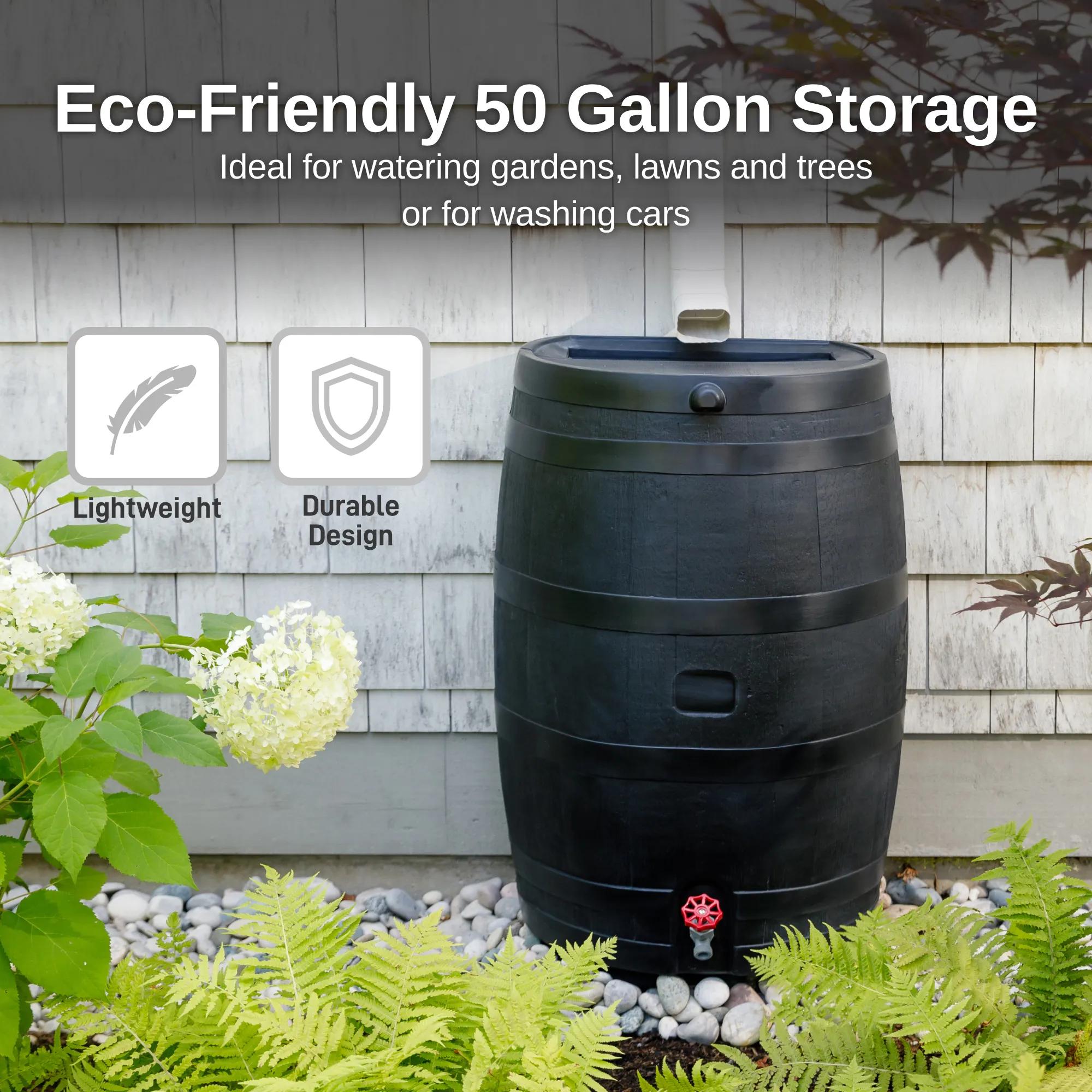Eco Rain Flat-Back Barrel, 50 Gallon