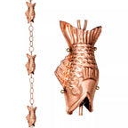 Fish Pure Copper Rain Chain, 8.5'