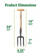 Gardener's Lifetime Perennial Fork with Short T-Handle