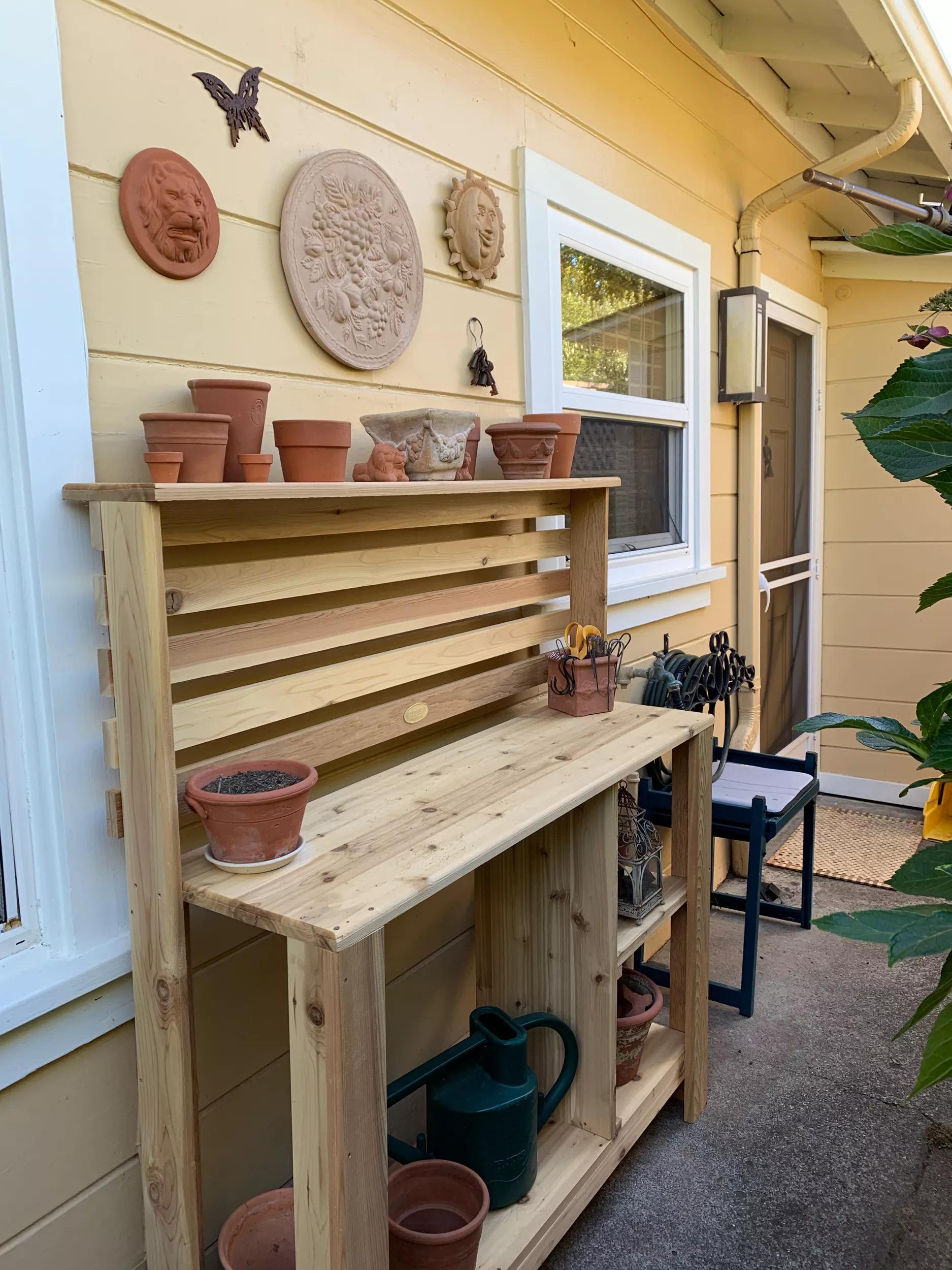 Gardeners Supply Tall Cedar Potting Bench