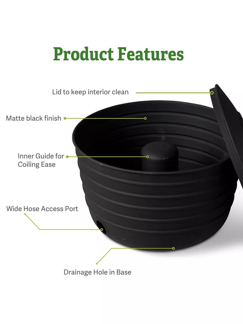 Matte Black Ribbed Hose Pot with Lid