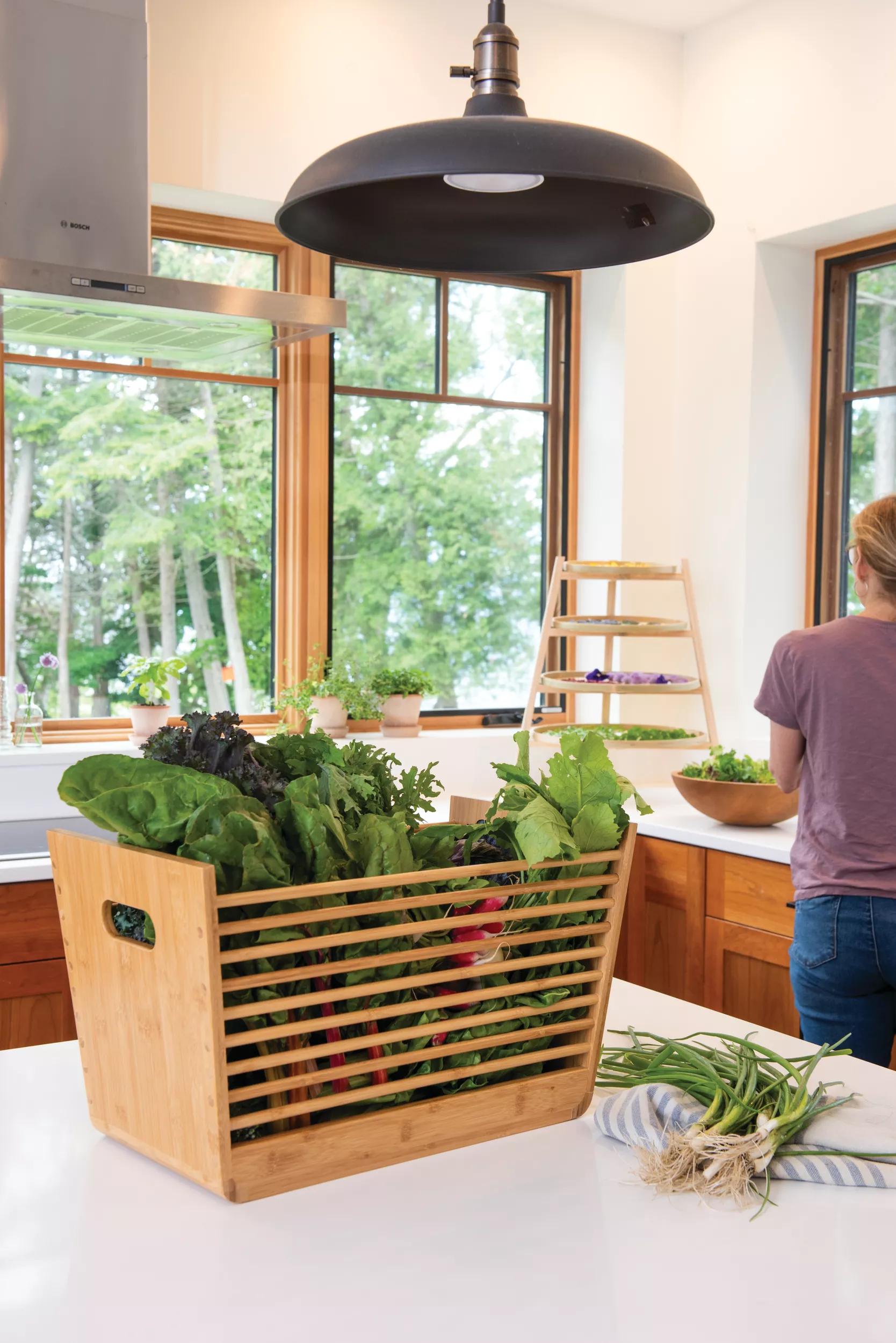 Bamboo Garden Stool and Basket Combo