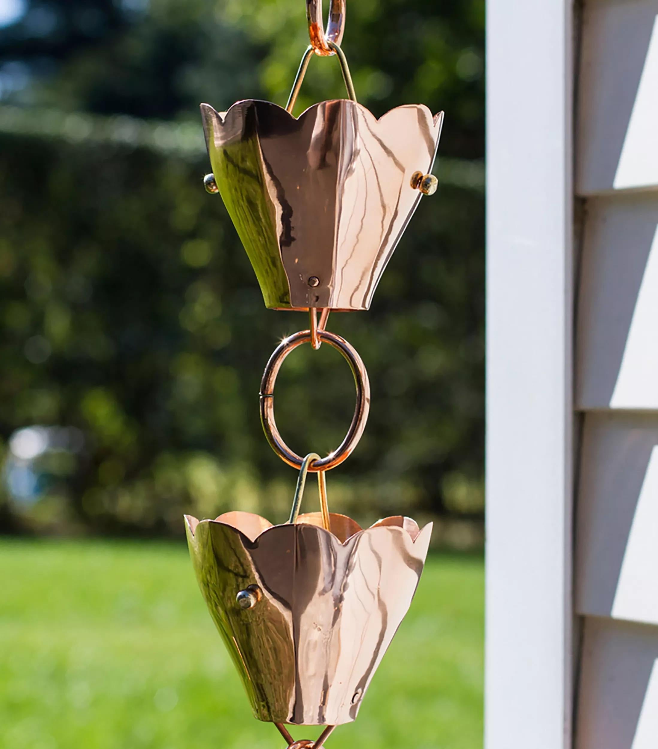 Tulip Pure Copper Rain Chain, 8.5'