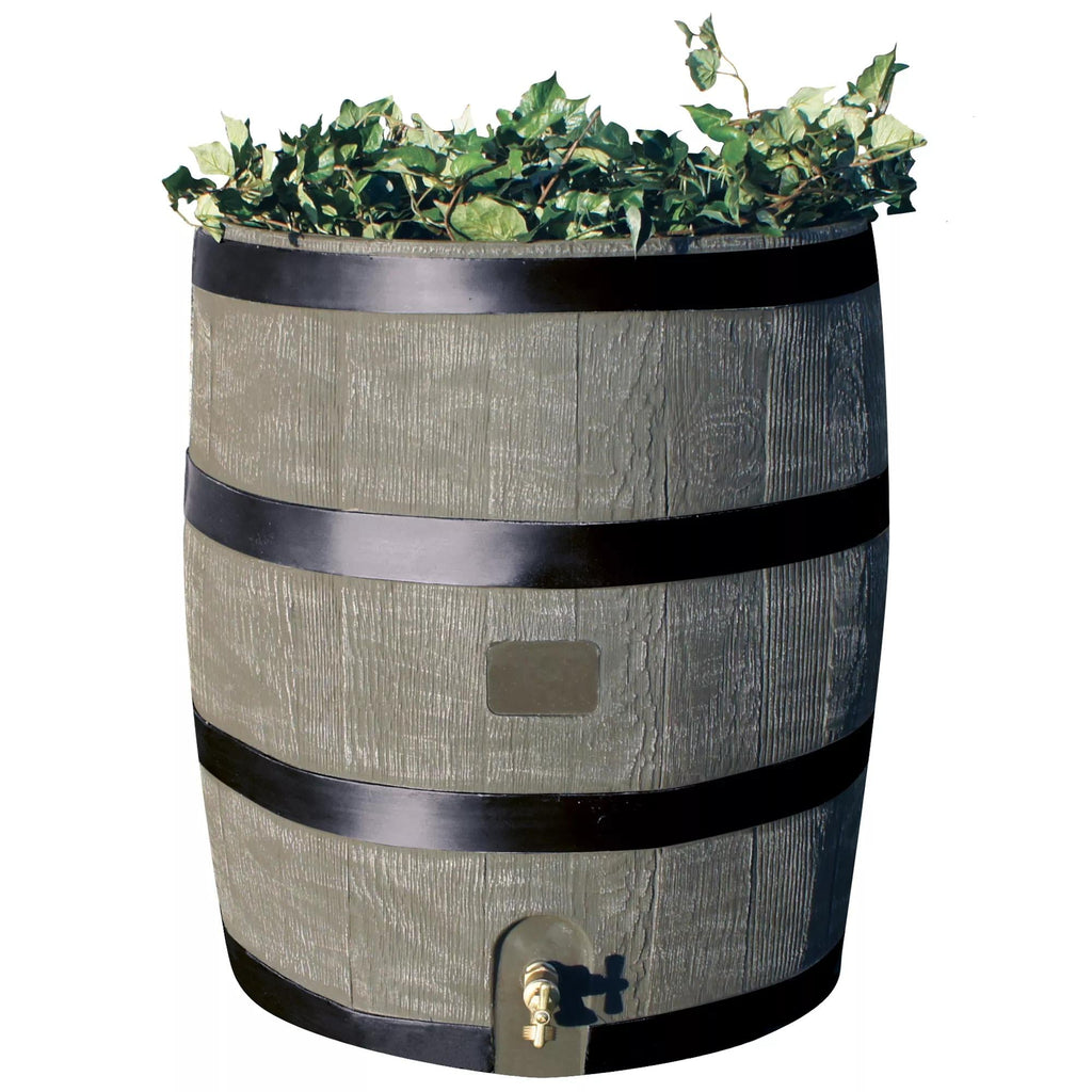 Round Rain Barrel with Planter, 35 Gallons