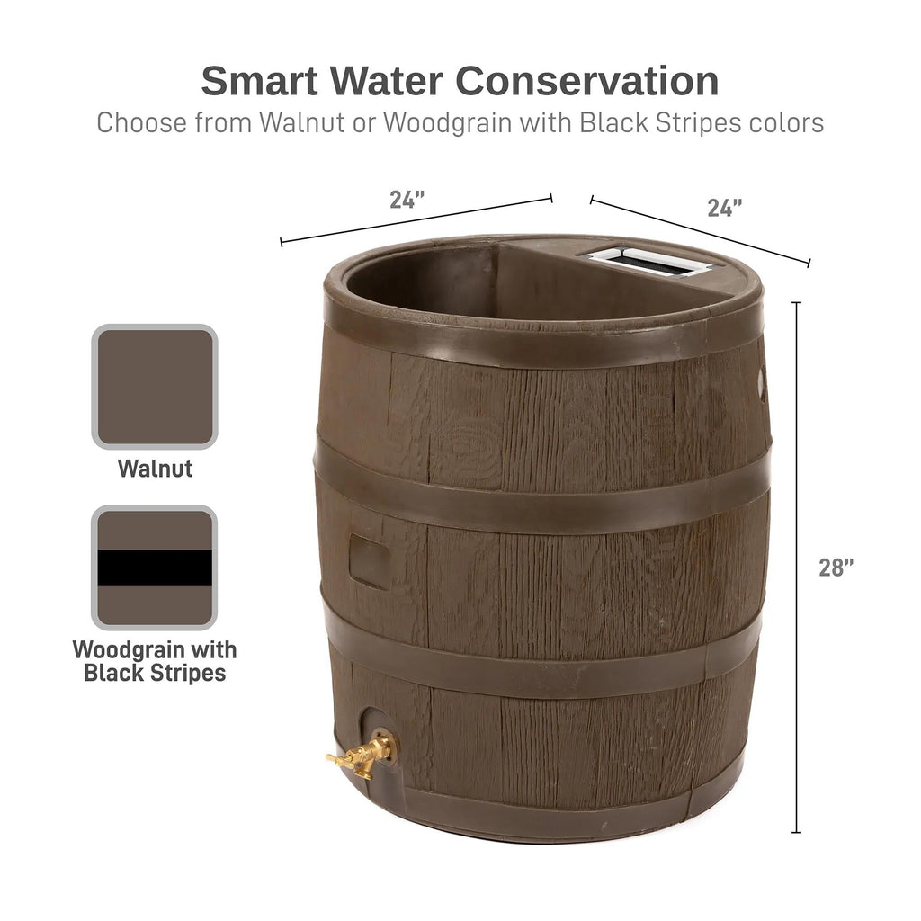 Round Rain Barrel with Planter, 35 Gallons