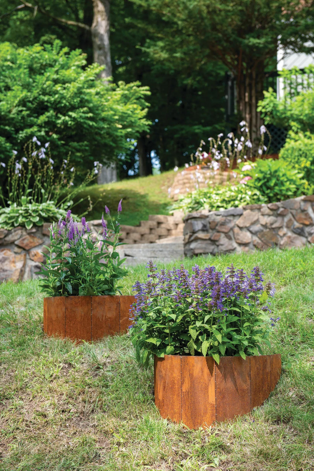 Corten Steel Hillside Planter, Set of 2
