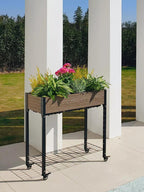 EverBloom Rolling Garden Planter with Potting Bench and Under Shelf Storage